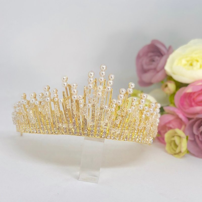 HILARY - Wedding Bridal Gold Tiara Crown