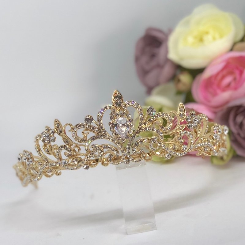NICOLE - Swarovski Crystal Bridal Wedding Gold Tiara