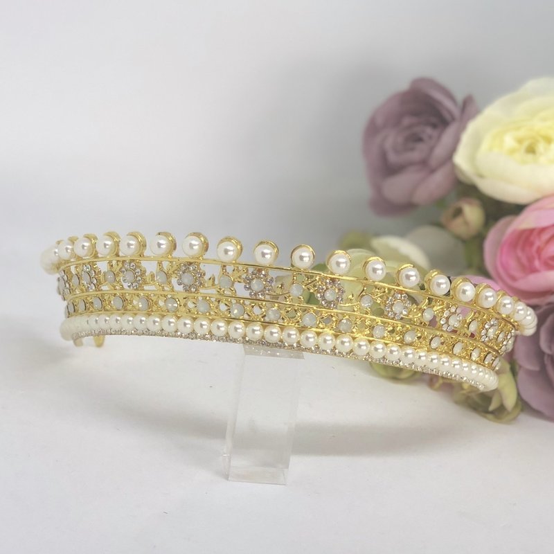 REGATTA - Regal Gold &amp; Pearl Wedding Bridal Tiara