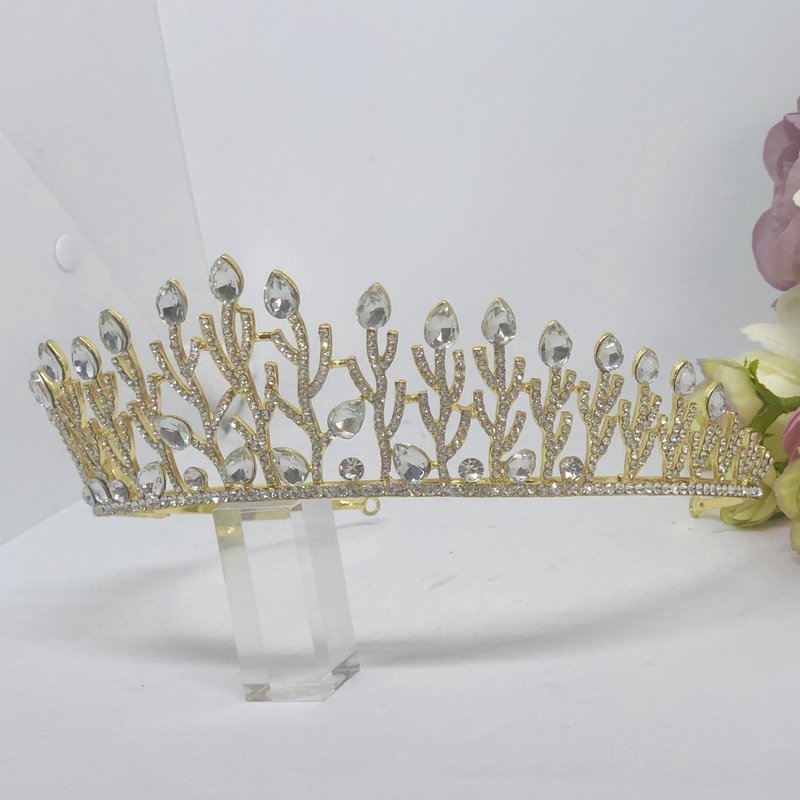 THERESA - Gold Crystal Tiara Crown