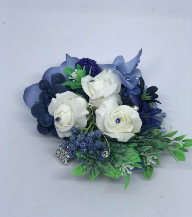 BECKY - Blue Floral Wrist Corsage