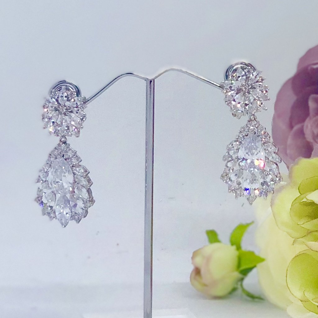 SERAPHINA - Silver pierced drop earrings