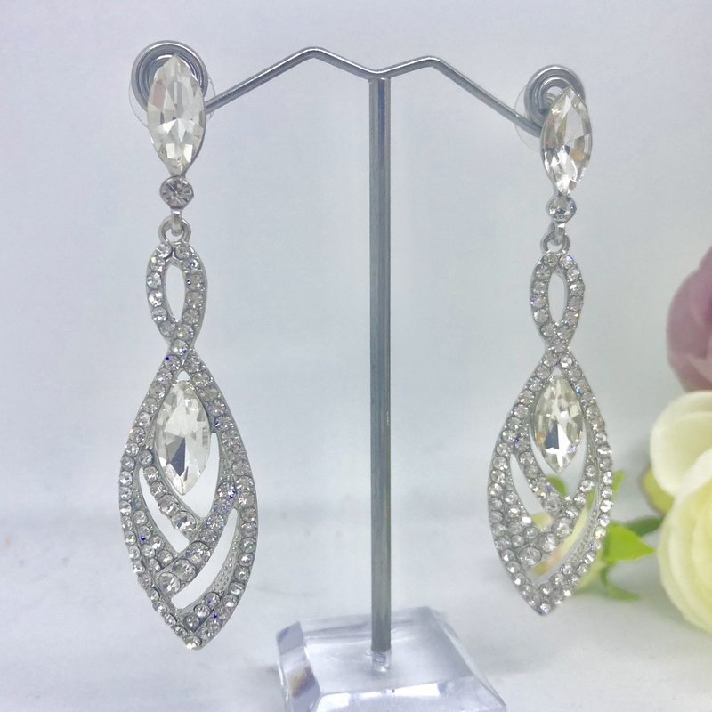 TERRA - Silver Pierced Drop Bridal Wedding Earrings