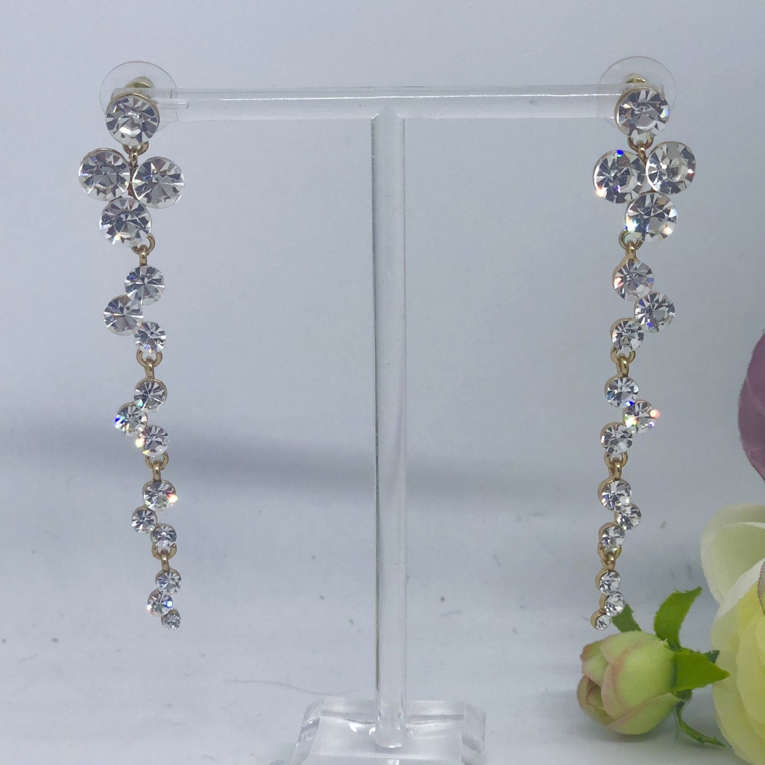 JANE - Gold Pierced Bridal Wedding Earrings