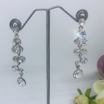 DEBBIE - Silver Crystal Drop Bridal Wedding Earrings