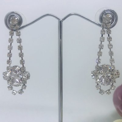 SANDI - Silver Swarovski pierced Chandelier Earrings