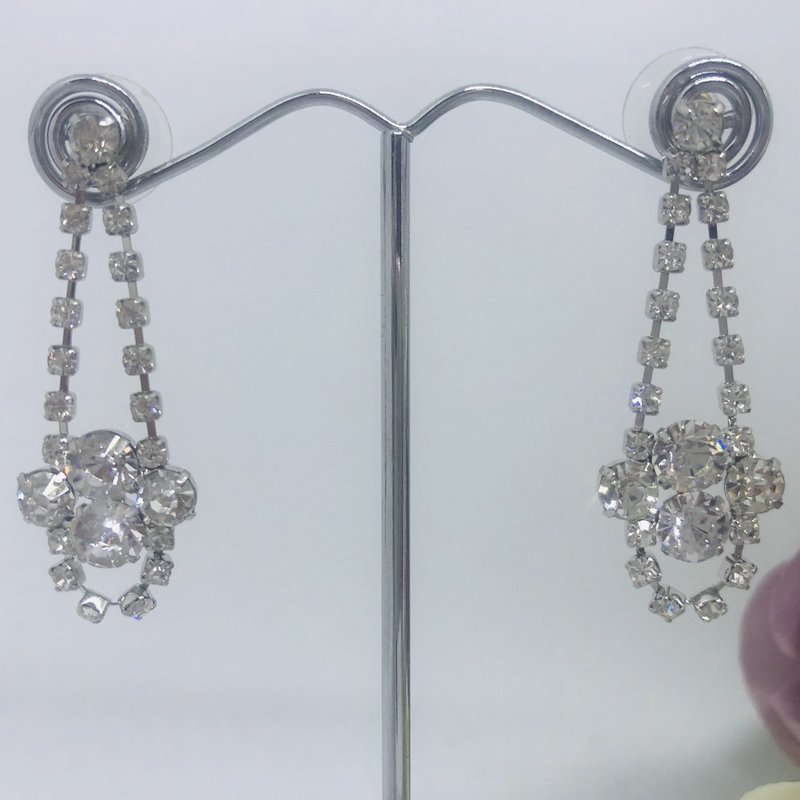 SANDI - Silver Swarovski pierced Chandelier Earrings