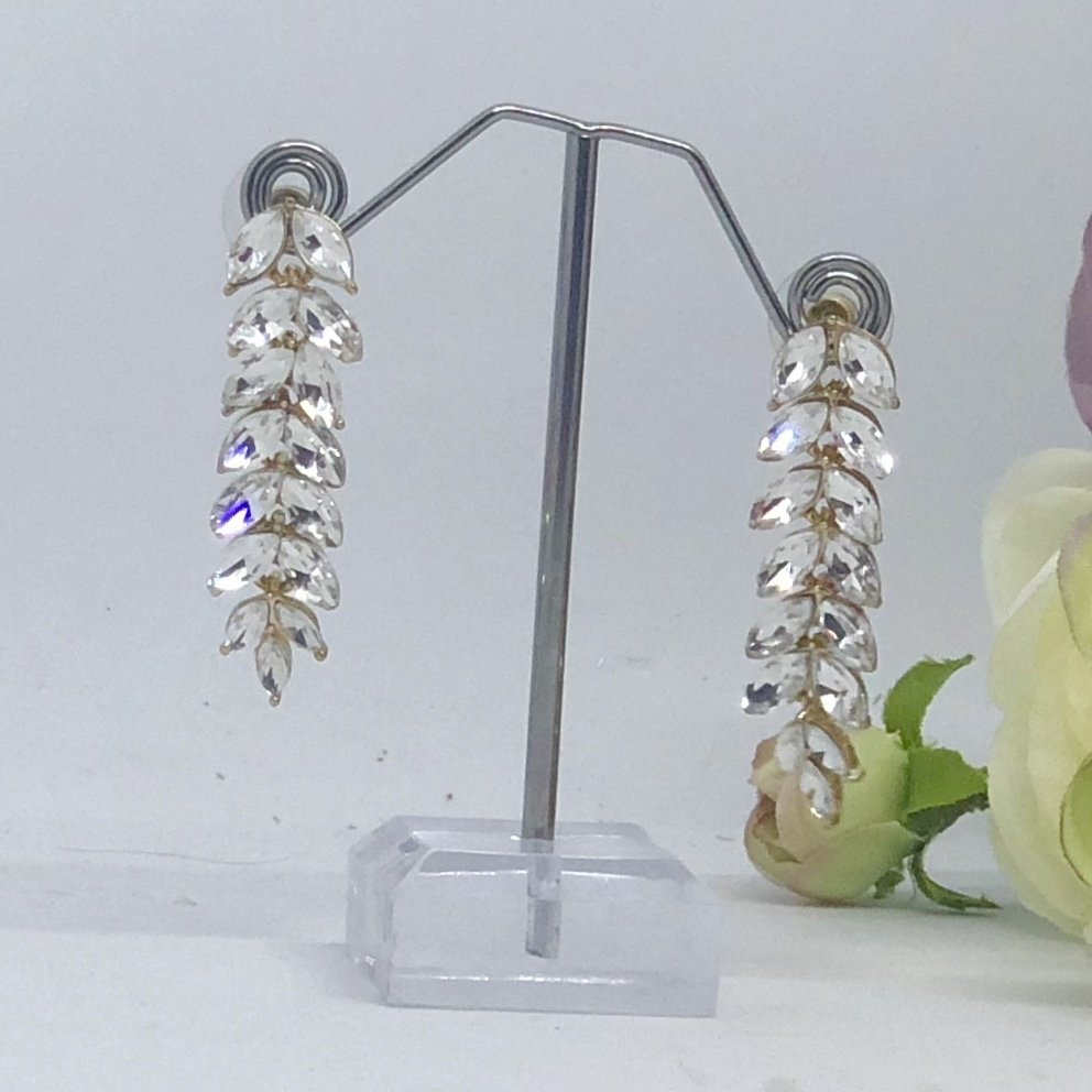 MALLORY - Gold Pierced Crystal Drop Earrings