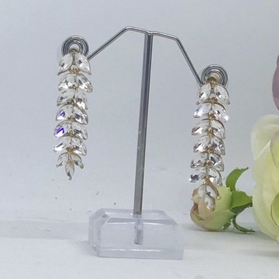 MALLORY - Gold Pierced Crystal Drop Earrings
