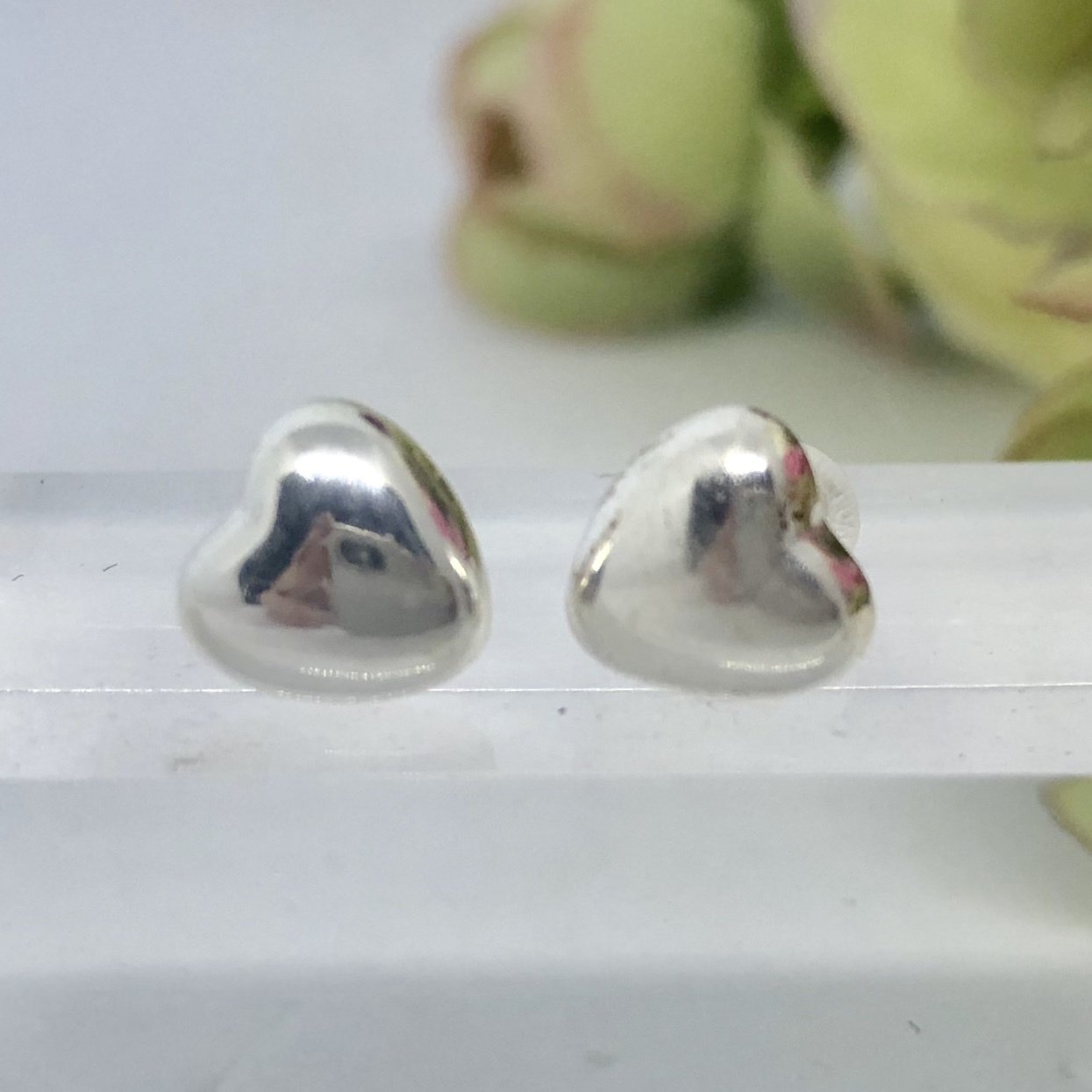 HOLLY - Silver Heart Flower Girl Earrings