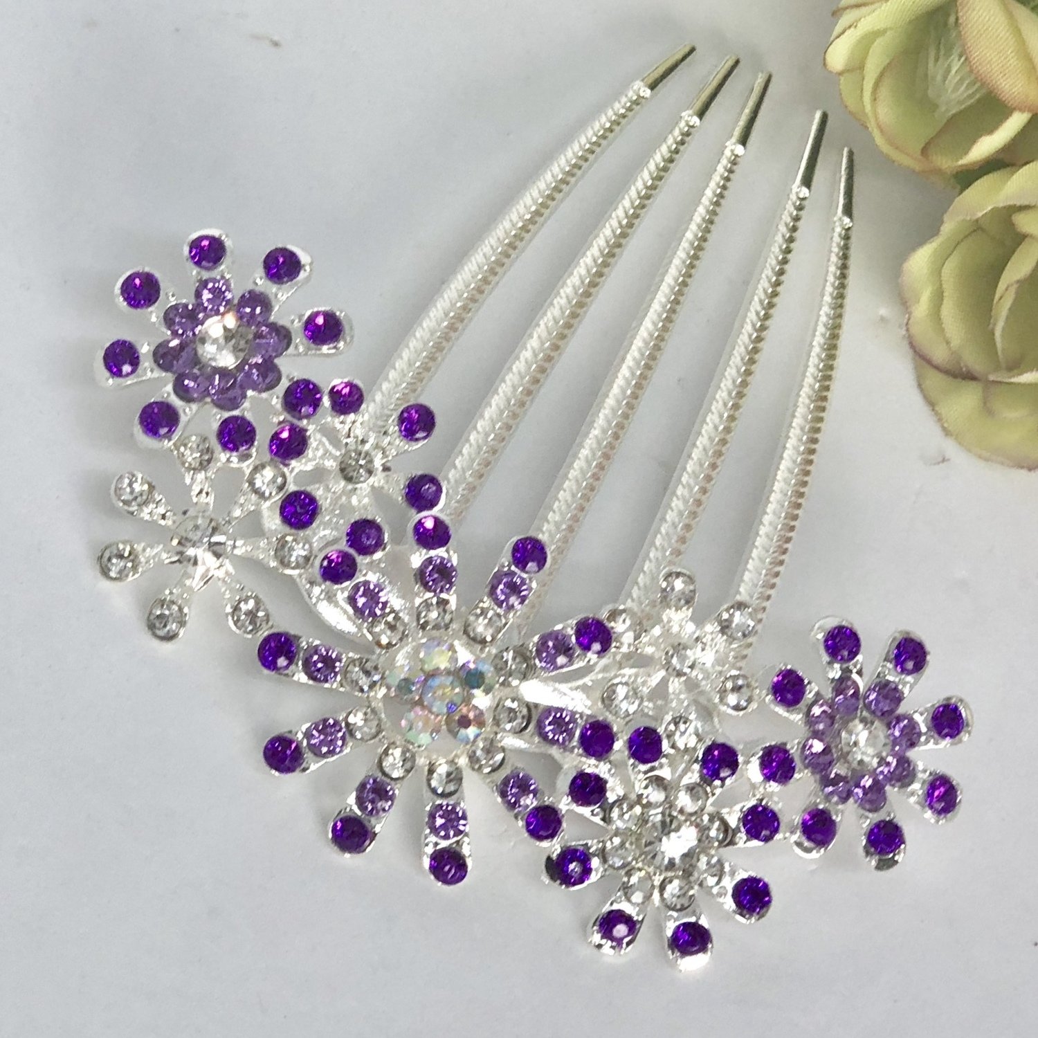 LAVENDER - Flower Wedding Bridal Hair Comb