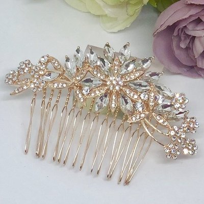 MONA - Rose Gold Wedding Bridal Hair Comb