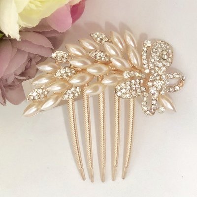 ROSIE - Rose Gold Butterfly Bridal Hair Comb
