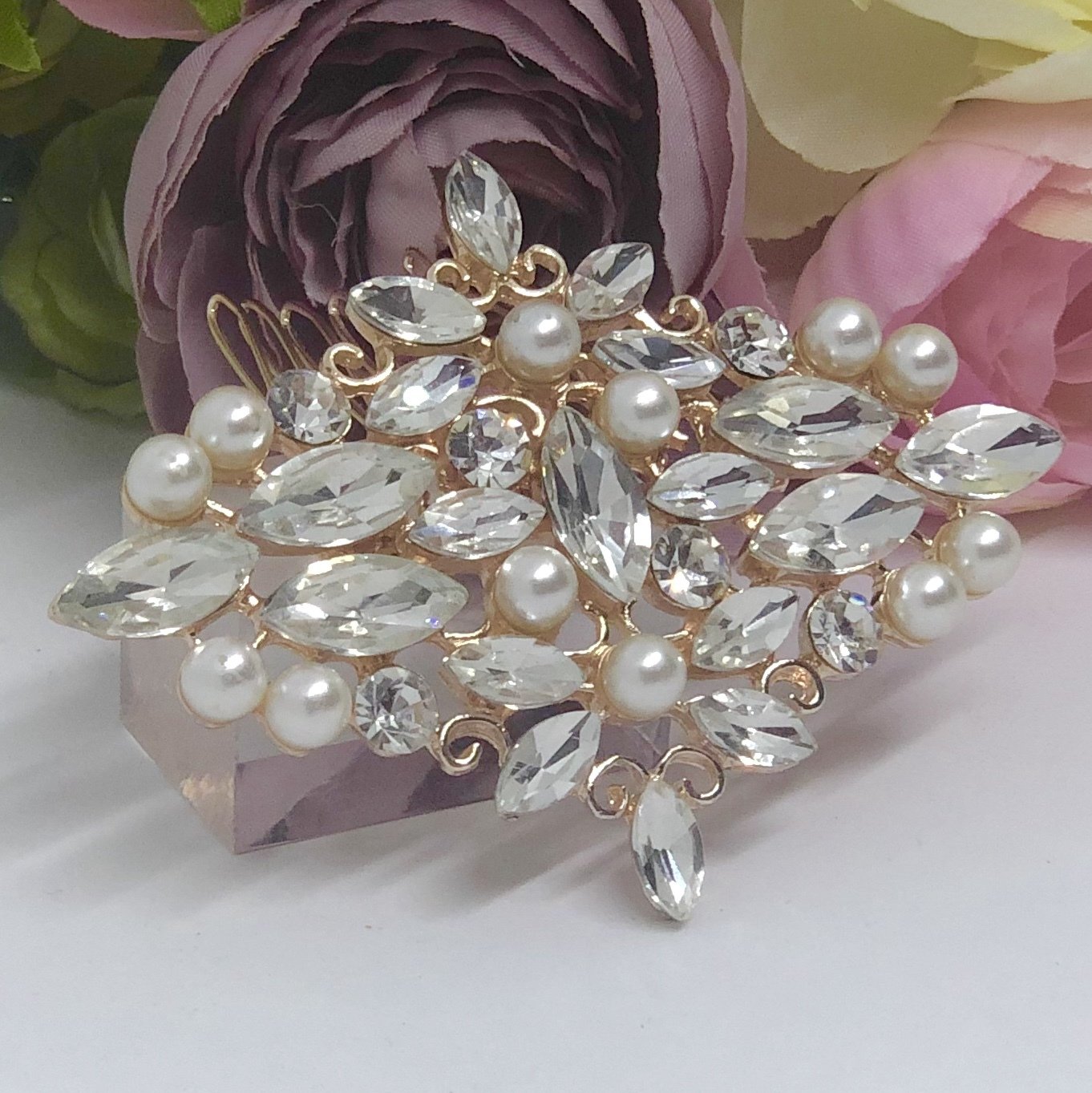 VICTORIA - Rose Gold Wedding Bridal Hair Comb