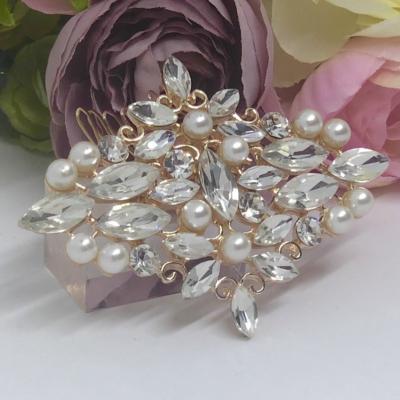 VICTORIA - Rose Gold Wedding Bridal Hair Comb