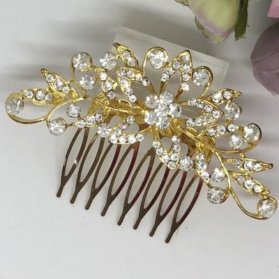BLISS - Gold and Crystal Wedding Bridal Hair Comb