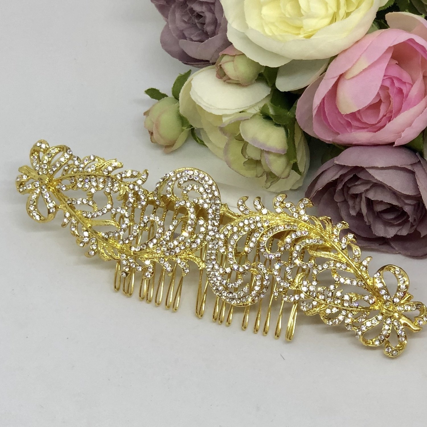 WENDY - Gold and Crystal Wedding Bridal Hair Comb