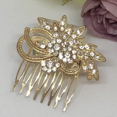 TAMMY - Gold and Crystal Wedding Bridal Hair Comb