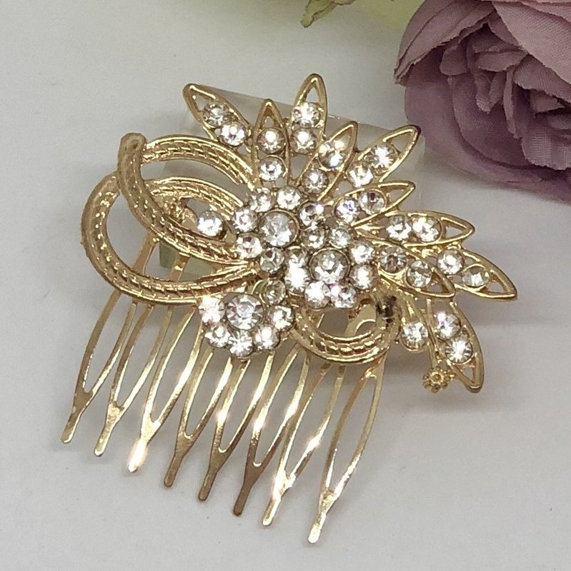 TAMMY - Gold and Crystal Wedding Bridal Hair Comb