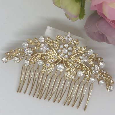 PATRICIA - Gold Wedding Bridal Hair Comb