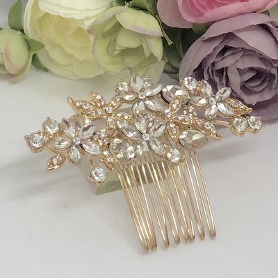 OLIVE - Vintage Gold Wedding Bridal Hair Comb