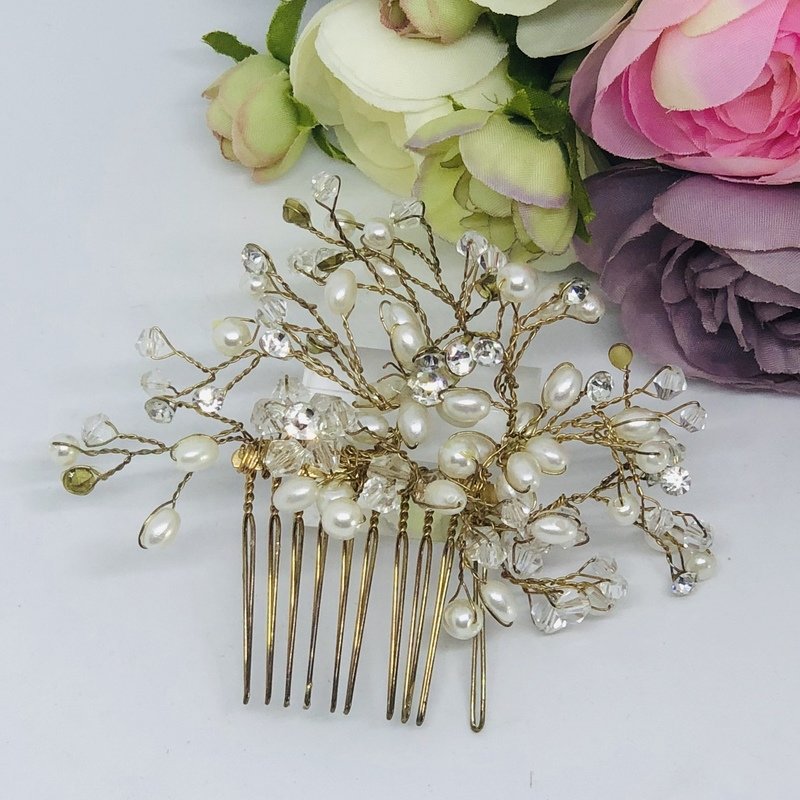 LACIE - Gold Wedding Bridal Hair Comb