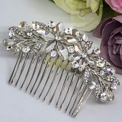 FREIDA - Silver Crystal Wedding Bridal Hair Comb