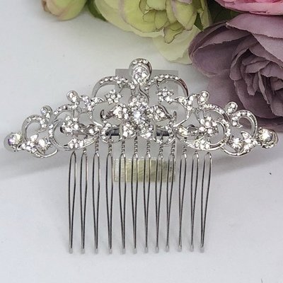 THELMA - Silver Crystal Wedding Bridal Hair Comb