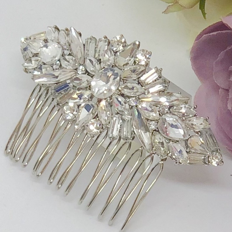BRIGITTA - Silver Wedding Bridal Hair Comb