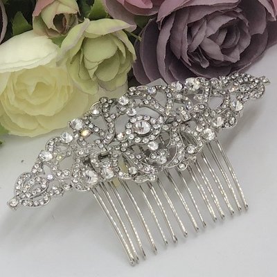 BELLA - Silver Wedding Bridal Hair Comb