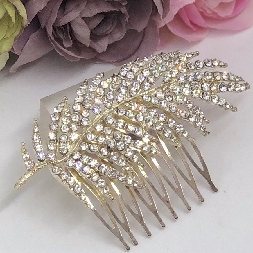SALLY - Silver Leaf Wedding Bridal Hair Comb