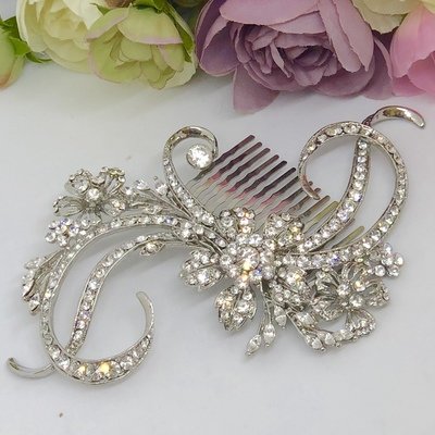 LUCILLE - Silver Wedding Bridal Hair Comb