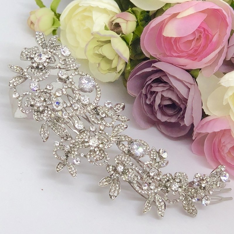TENILLE - Silver Wedding Bridal Hair Piece / Comb