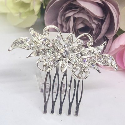 TRICIA - Silver Wedding Bridal Hair Comb