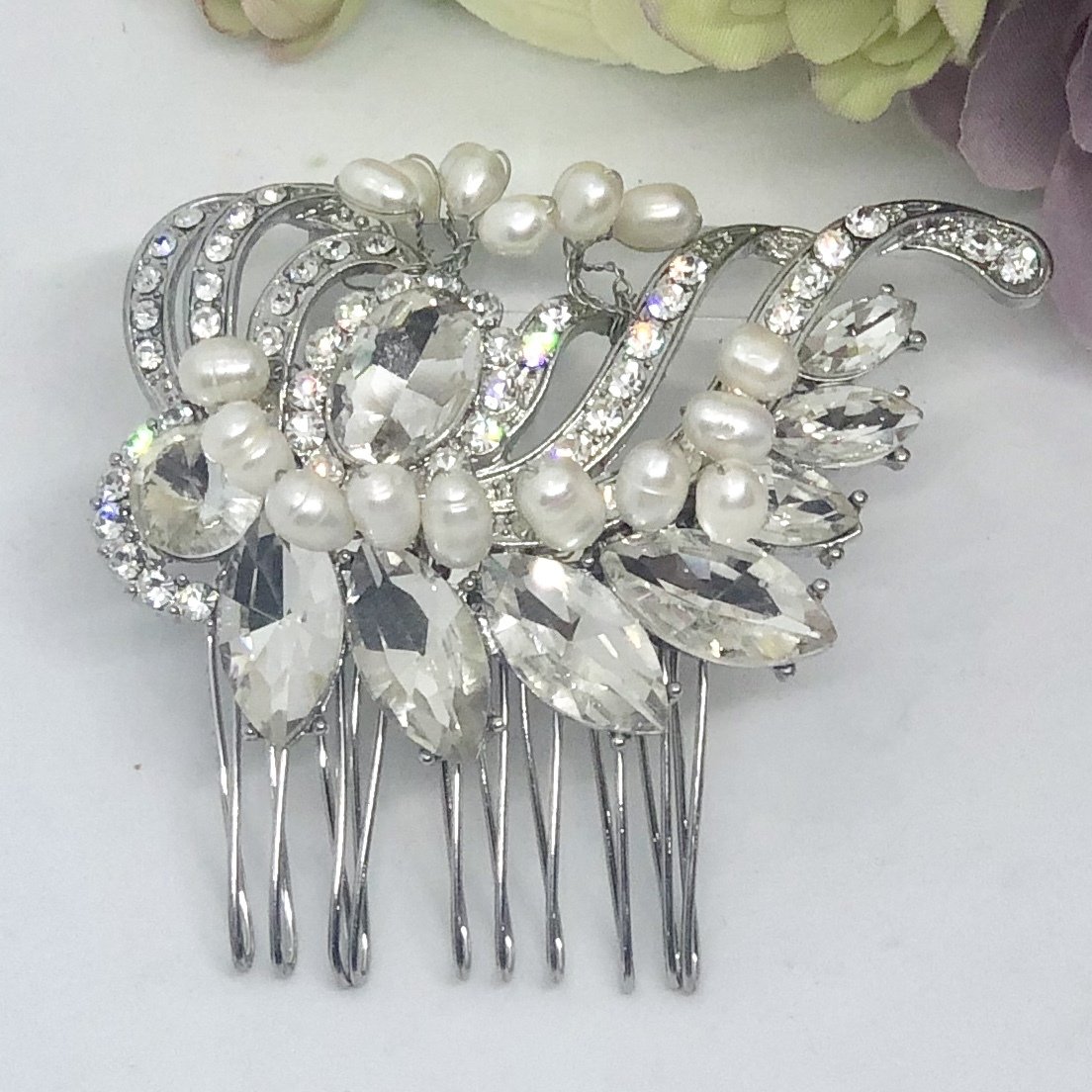 FAITH - Pearl Wedding Bridal Hair Comb