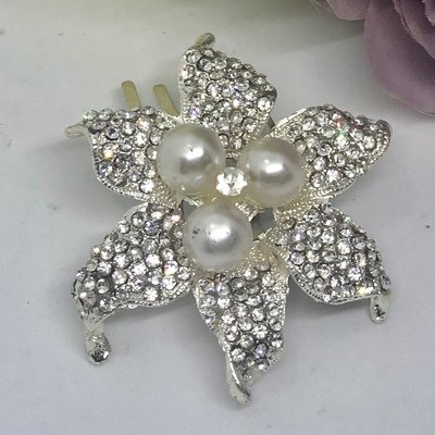 PATTY - Pearl &amp; Crystal Flower Wedding Bridal Hair Comb