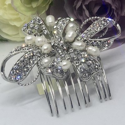 VERONA - Silver Crystal Wedding Bridal Hair Comb