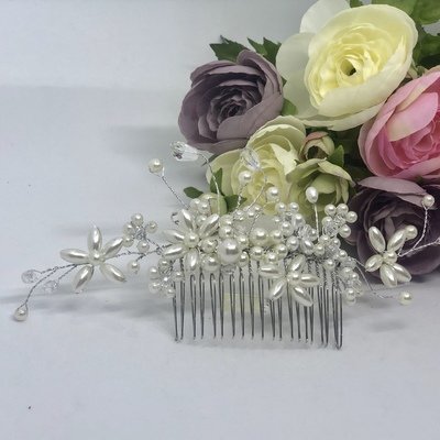 PENNY - Pearl Flowers Wedding Bridal Hair Comb