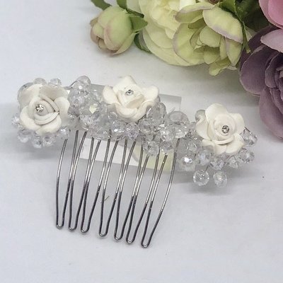 GLORIA - 3 Flower Wedding Bridal Hair Comb
