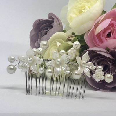 SHELLY - Silver Wedding Bridal Hair Comb