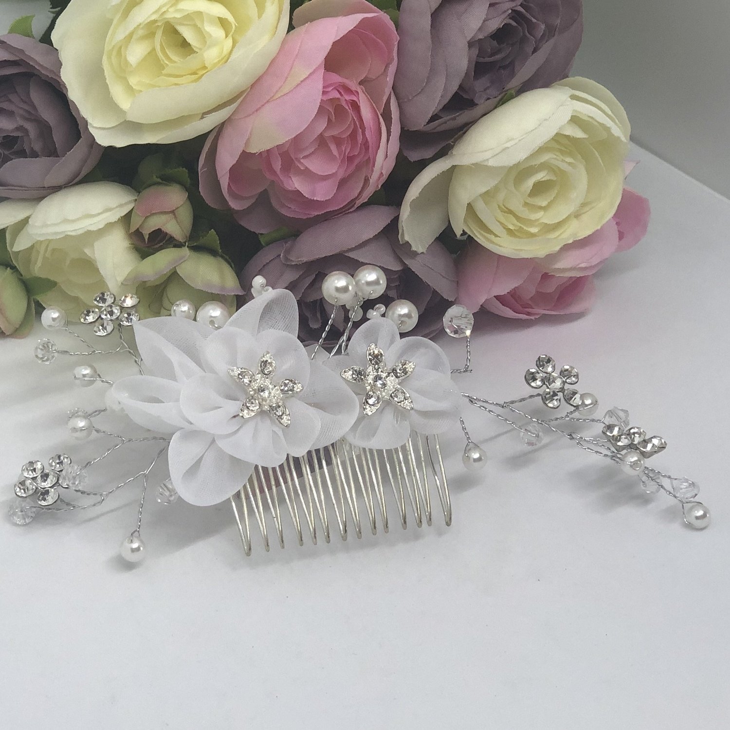 SISSY - Pearl Flowers Wedding Bridal Hair Comb