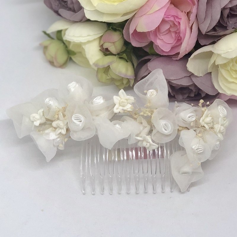 Clayton - Organza Rose Wedding Bridal Hair Comb