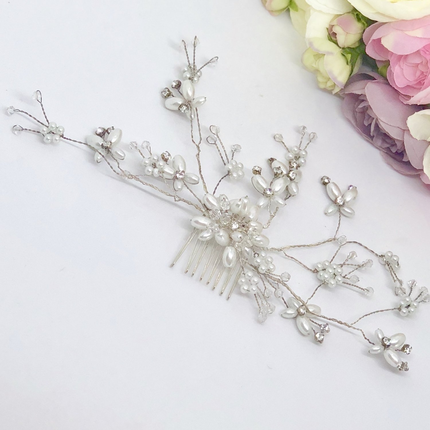 PRISCILLA - Pearl Wedding Bridal Hair Comb