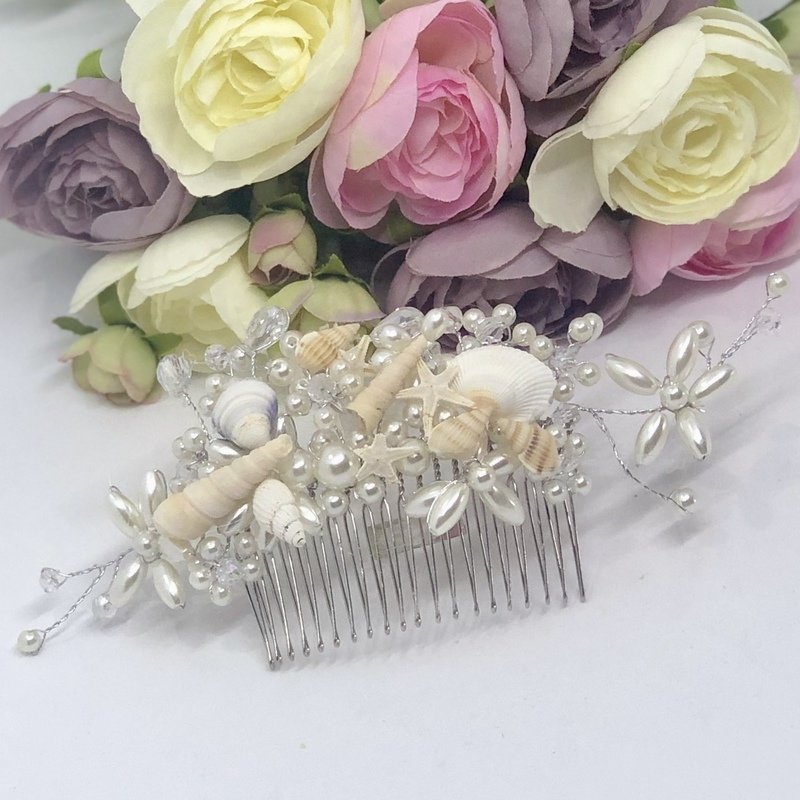PENELOPE - Pearl &amp; Seashells Wedding Bridal Hair Comb