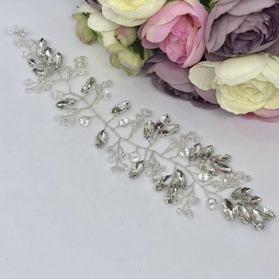 BLANCHE - Silver Crystal Wedding Bridal Hair Piece