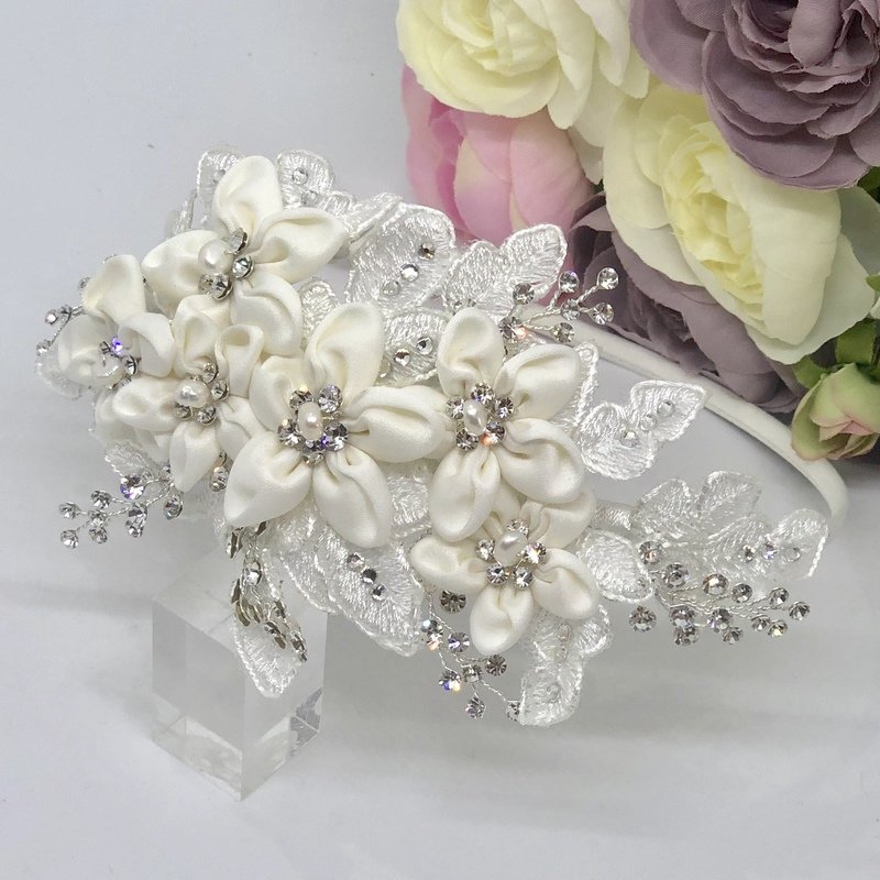 GRACE - Ivory Pearl and Crystal Bridal Headband