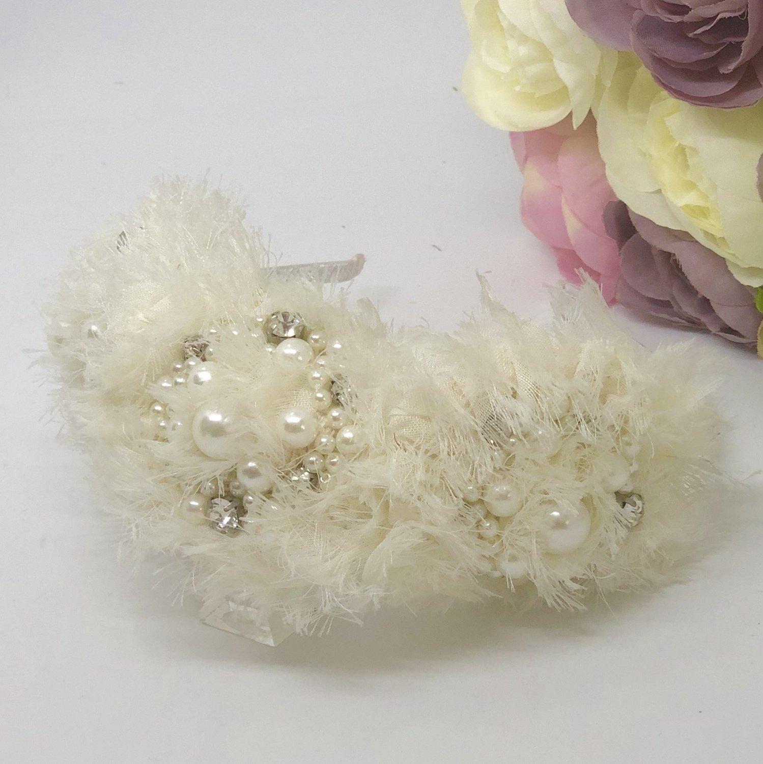 SNOW - Ivory Fabric Wedding Bridal Headband