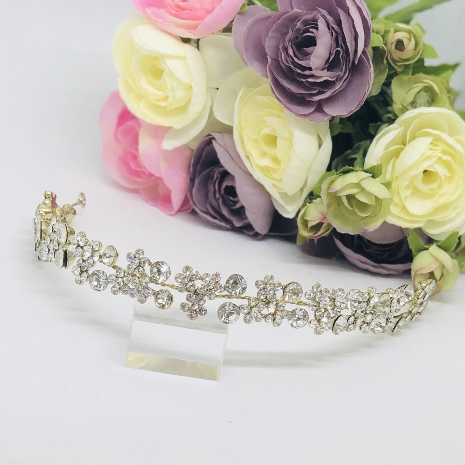 TIFFANY - Gold Crystal Rhinestone Head Piece