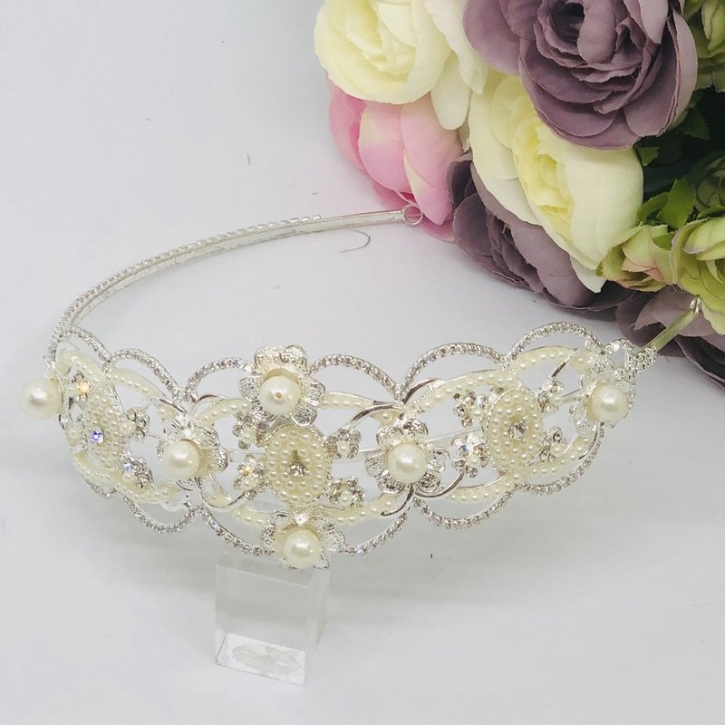 HARRIET - Silver Pearl Wedding Bridal Headband