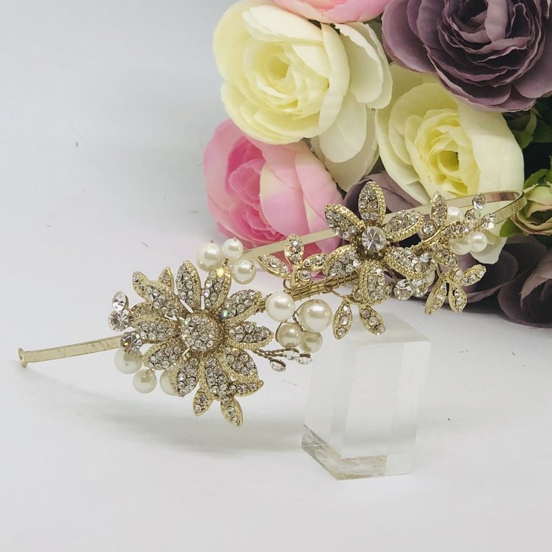 SCARLETT - 14k Gold &amp; Pearl Bridal Headband